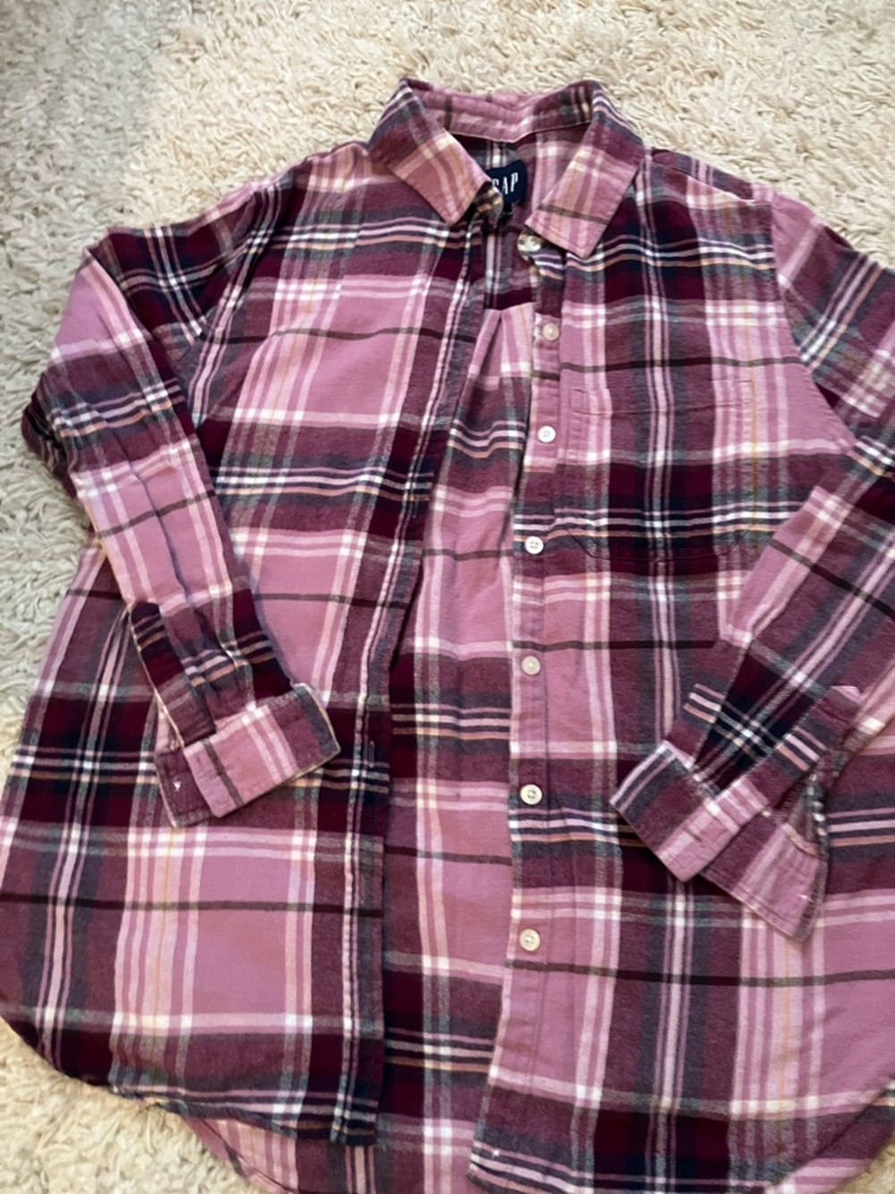 GAP Purple Plaid Button-Down Shirt